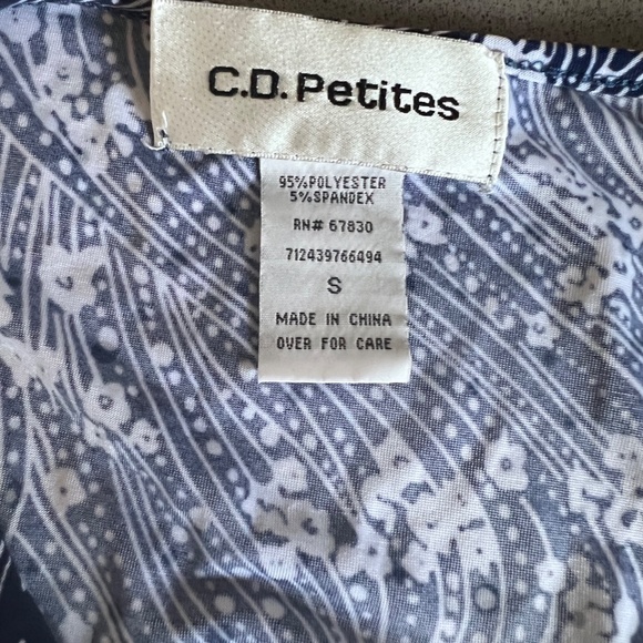 Blue and white floral print long sleeve tunic - Picture 4 of 5